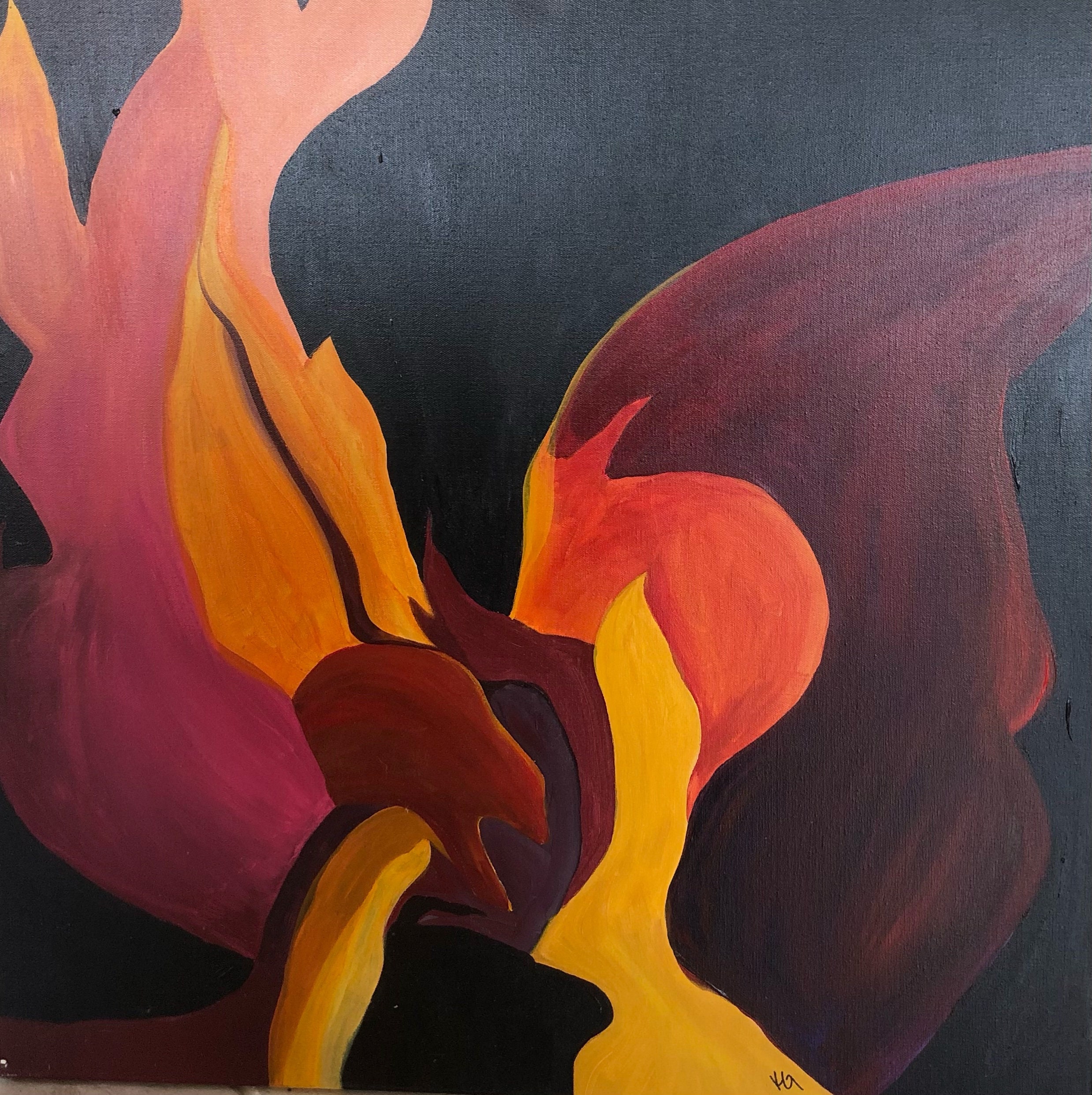 Original Acrylic Abstract Warm Colored Painting Etsy