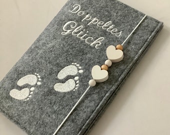 Embroidered Maternity Passport Cover Twins