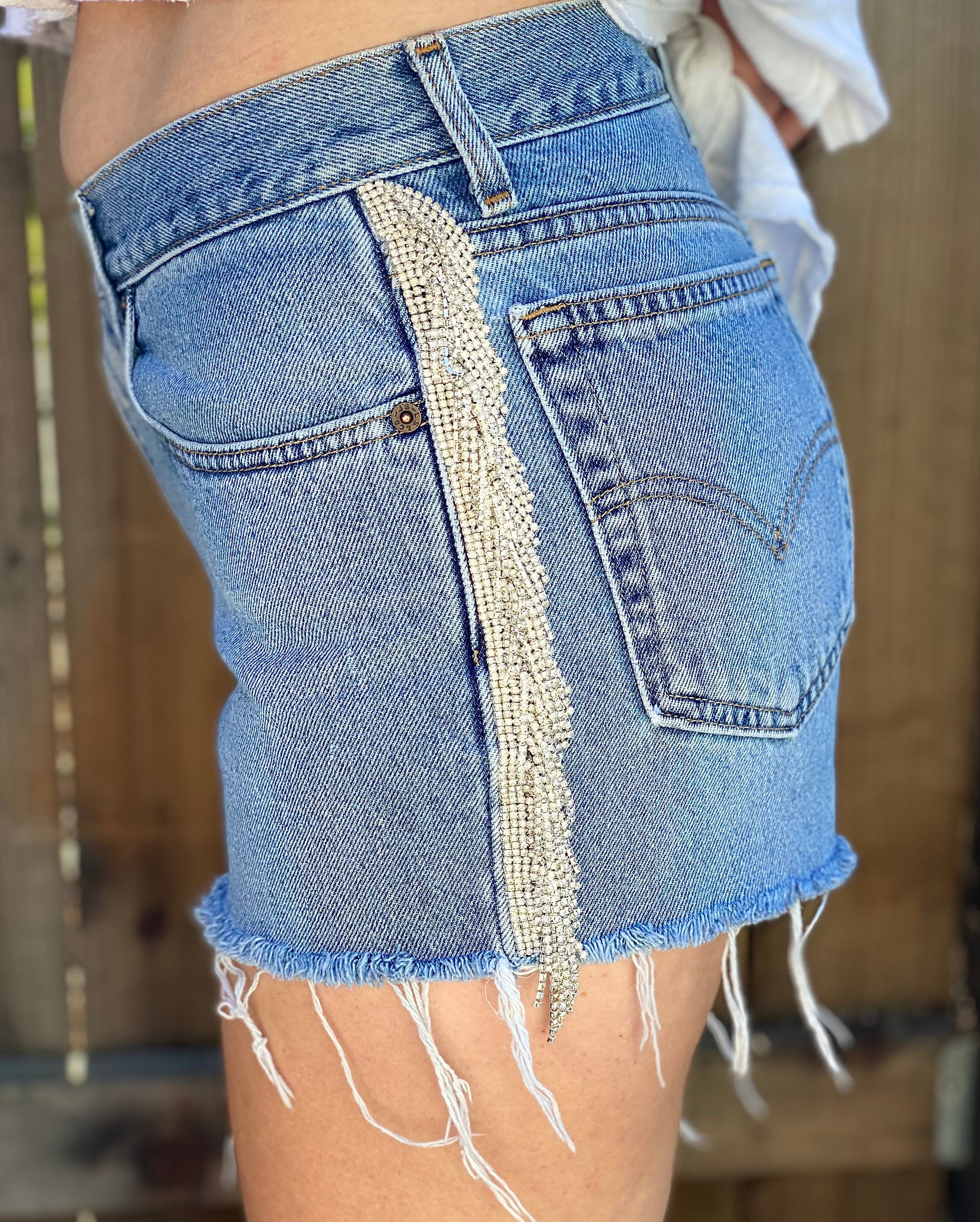 Jewel Fringe Western Festival Vintage Levis Shorts - Etsy Canada