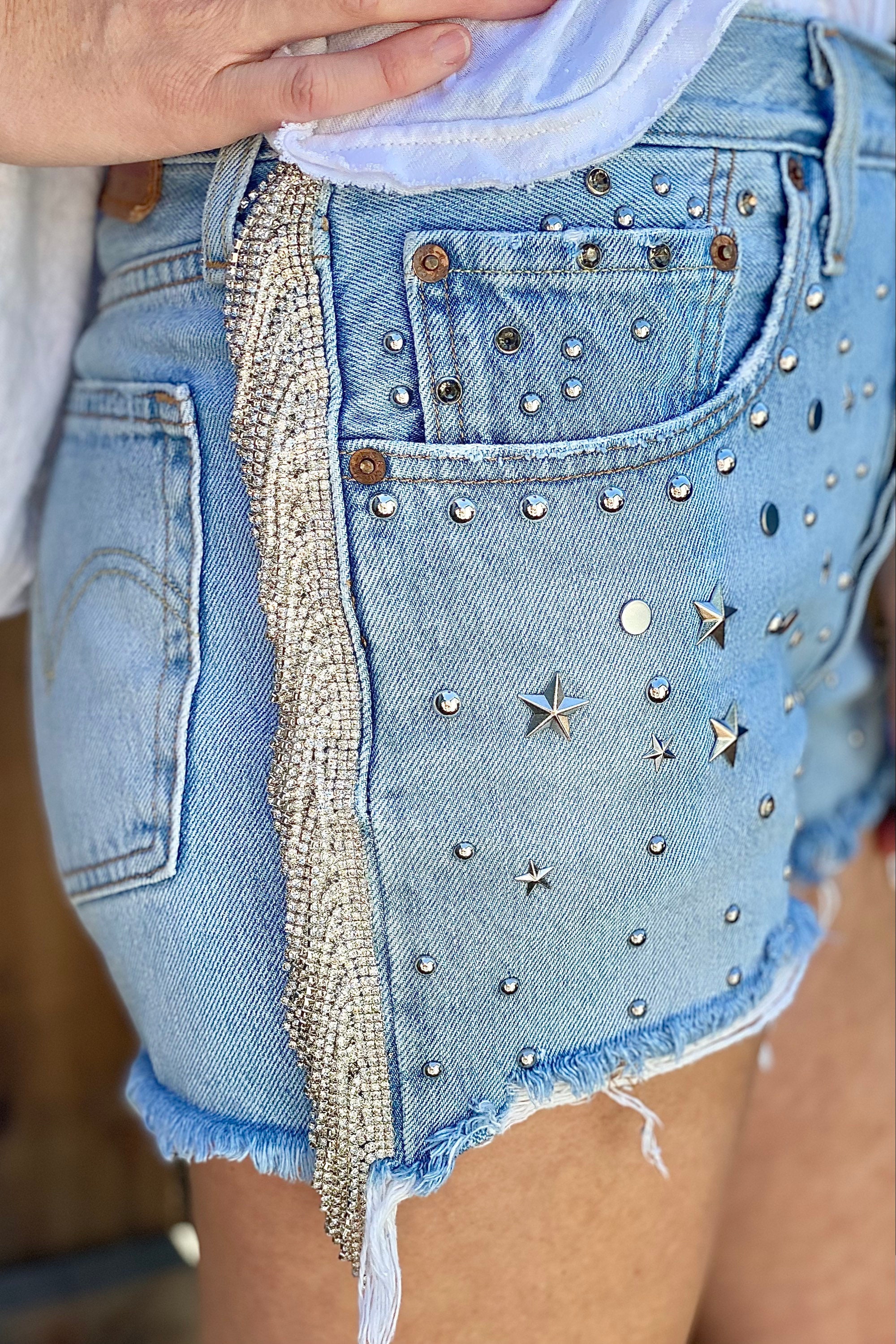 Buddylove - Elvis Crystal Fringe Denim Shorts