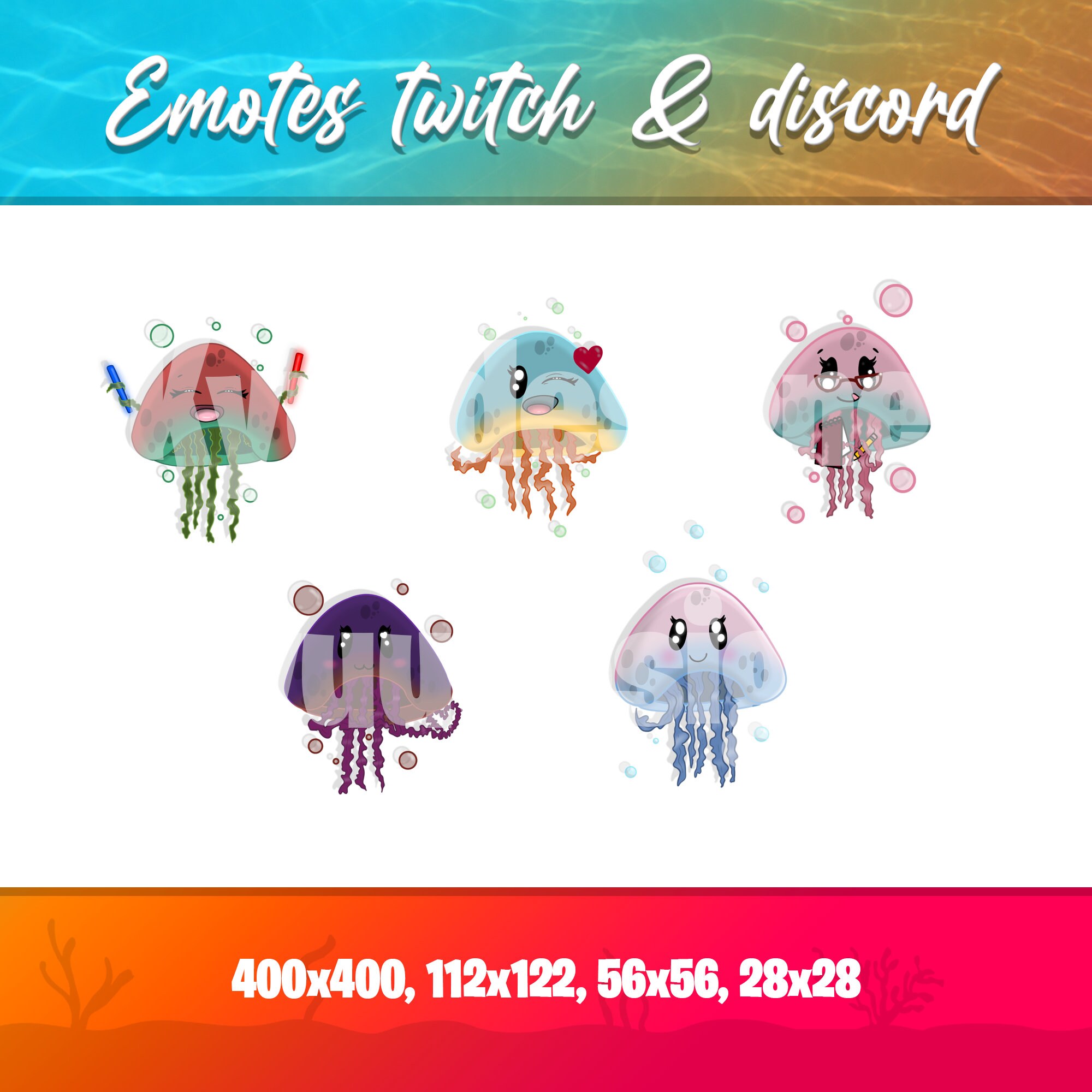Jellyfish Emote Pack for Twitch & Discord Etsy