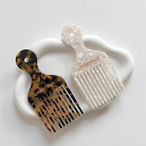 Cellulose Acetate Hair Pick Style Comb - Curly, Afro, Detangling Hair Combs