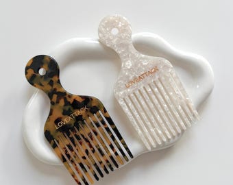 Cellulose Acetate Hair Pick Style Comb - Curly, Afro, Detangling Hair Combs