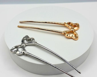 Bow French Hair Pin: Minimalist Coquette Alloy Metal Updo