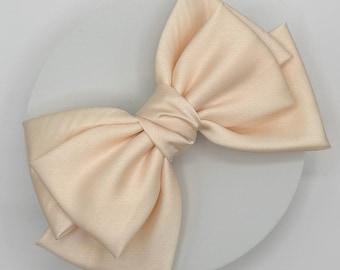 Bridal Large Satin Hair Bow: Cream