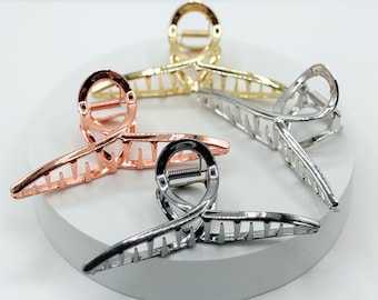 Minimalist Metal Claw Clip: Long Hair Accessory in Gold, Silver, Rose Gold