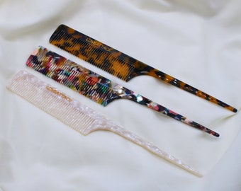Tortoiseshell Cellulose Acetate Tail Comb | Braiding, Sectioning + Styling