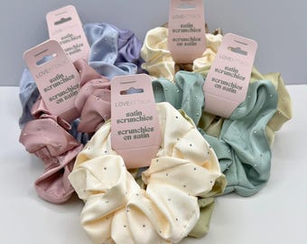 Sparkle Satin Scrunchies with Rhinestones 2pcs | Soft, Shimmering Hair Ties for Everyday & Special Occasions