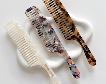 Wide Tooth Detangling Comb: Eco-Friendly Cellulose Acetate Styling Tool