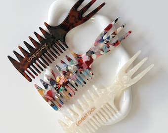 3-in-1 Wide Tooth Hair Comb: Texturing & Styling, Cellulose Acetate