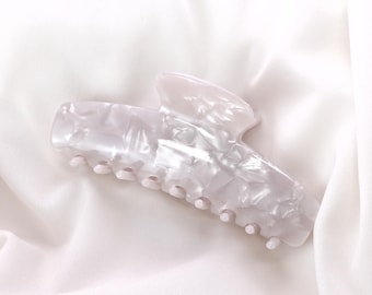Large White Acetate Hair Claw Clip | Minimalist Bridal Accessory
