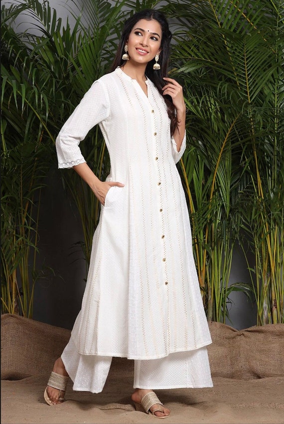 White clearance aline kurta