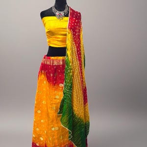 Rajasthani jaipuri bandhej lehenga Skirt With Duppatta and unstitched blouse