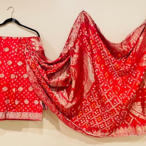 Rajasthani jaipuri bandhej lehenga Skirt With Duppatta. Ghatchola bandhani silk lehnga