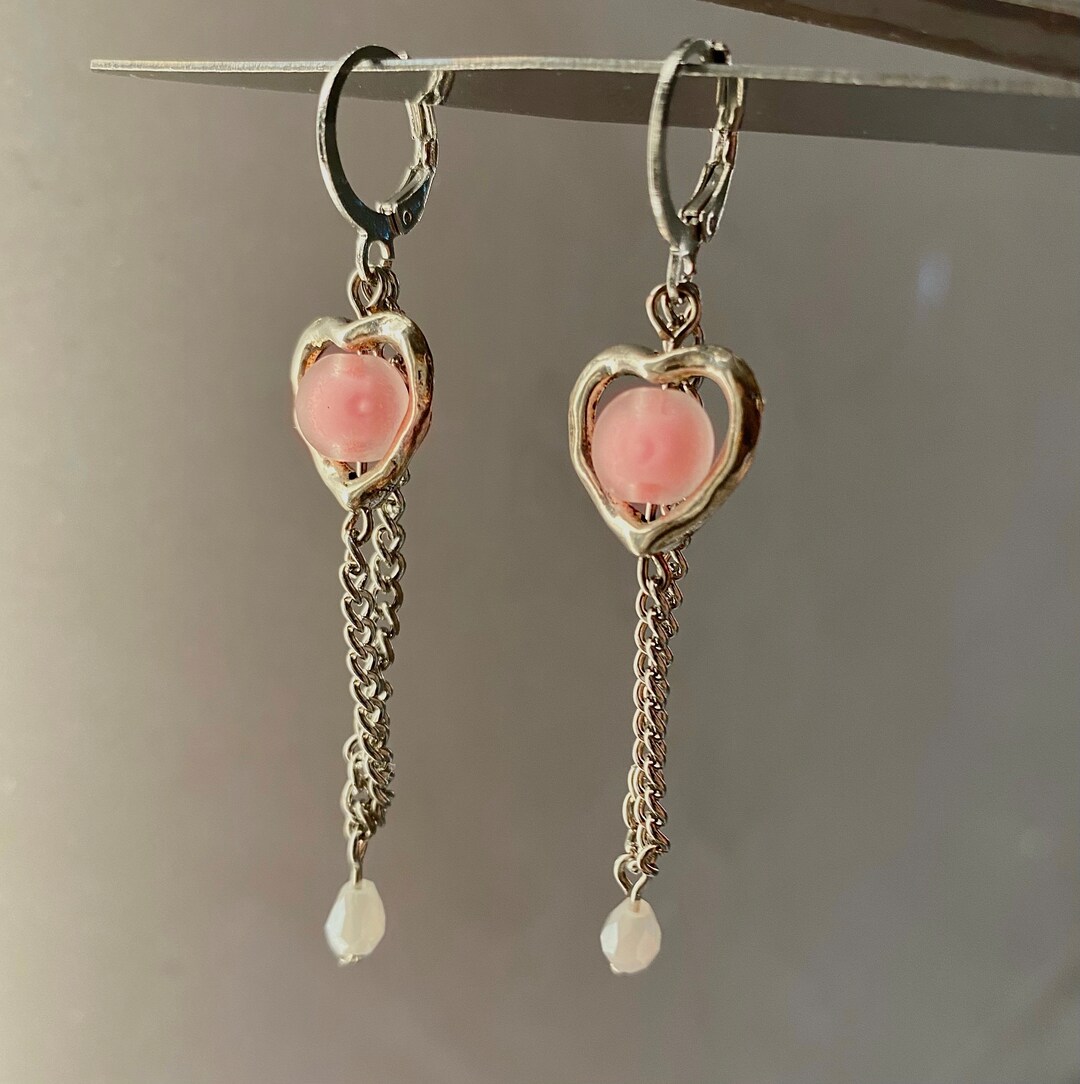 Y2K Dangle Earrings, Handmade Aesthetic Jewelry, Clipon Accessories, Cute Gifts, Grudge Acubi