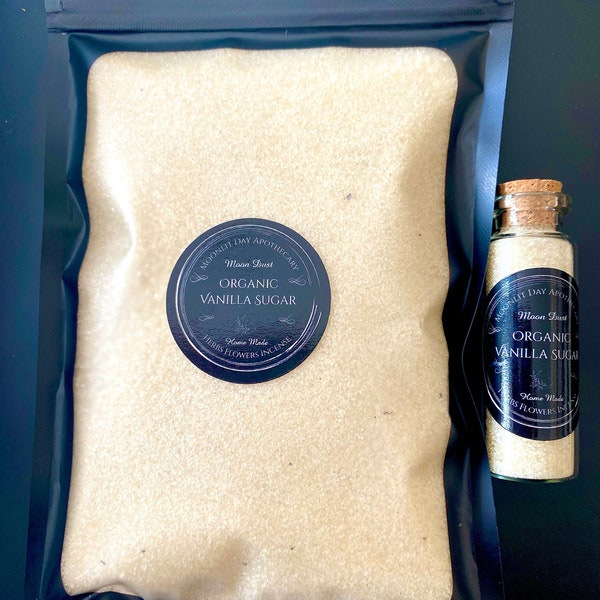 Organic Home Made Vanilla Sugar "Moon Dust" Free Gift Wrap Aged All Natural Organic Vanilla Bean