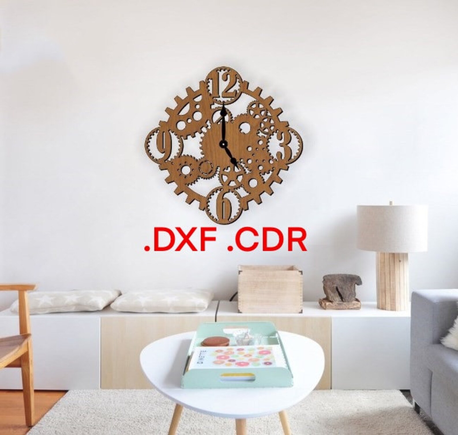 Gear Clock Wall Art Decoration Illustration Printable Wall Etsy