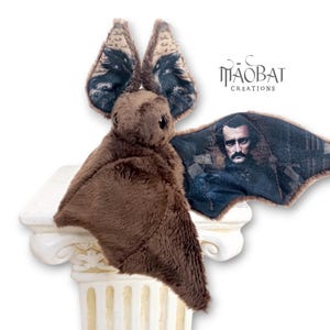 Bat Plush: Edgar Allan Poe & The Raven Print, Stuffed Animal
