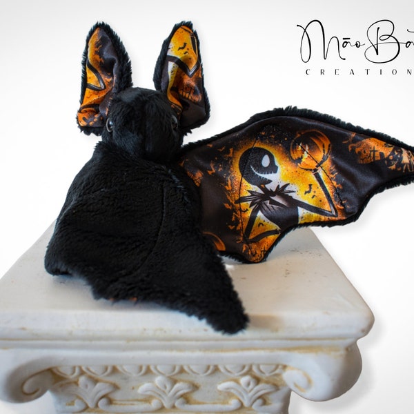 Bat Plush | Jack The Skellington With Pumpkin Print | Cute Bat | Stuffed Animal