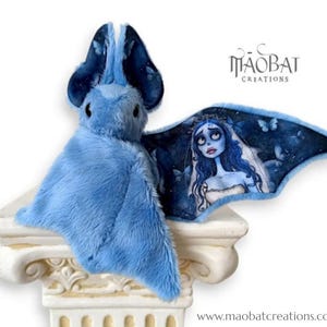 Peluche chauve-souris Corpse Bride : peluche Minky bleu clair