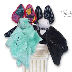 Bat Plush | Jack Skellington | Sally | Look-alike | Pinstripe Print | Patches | Stuffed Animal
