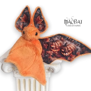 Peluche chauve-souris : imprimé lanternes citrouilles, peluche minky