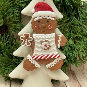 Faux gingerbread cookie, clay cookie, clay ornament, gingerbread ornament, fake gingerbread cookie, tiered tray decor.