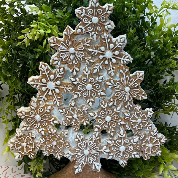 Christmas tree, resin tree,  Christmas decor, tiered tray decor, photo prop, gingerbread tree, gingerbread decor, snowflake tree.