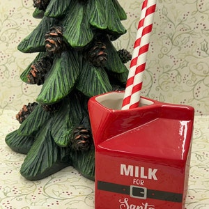 Milk for Santa bottle, Santa milk, Christmas decor, Santa decor, faux milk carton, tiered tray decor, fake milk carton.