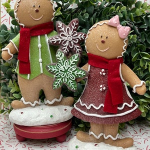Gingerbread centerpiece, gingerbread decor, tiered tray decor, Christmas decor, photo props, gingerbread boy or girl.