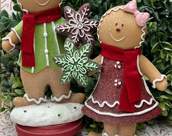 Gingerbread centerpiece, gingerbread decor, tiered tray decor, Christmas decor, photo props, gingerbread boy or girl.