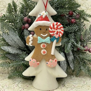 Faux gingerbread ornament, clay cookie, clay ornament, gingerbread ornament, fake gingerbread decor, tiered tray decor, tree ornament.