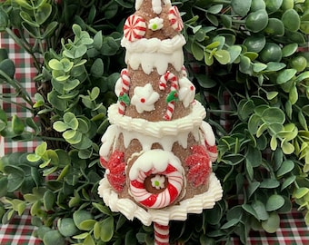 Clay Christmas trees, gingerbread decor, Christmas tree, gingerbread tree, clay tree, tree decor, tiered tray decor.