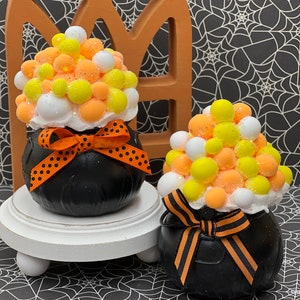 Halloween cauldrons, tiered tray decor, photo props, Halloween decorations, fake cauldrons, clay cauldrons, fall decor.
