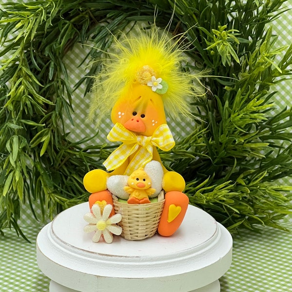 Duck decor, Easter decor, Rae Dunn displays, tiered tray decor, easter decorations, clay figures, clay duck, Easter centerpiece, Easter duck