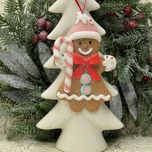 Faux gingerbread cookie, clay cookie, clay ornament, gingerbread ornament, fake gingerbread cookie, tiered tray decor, tree ornament.
