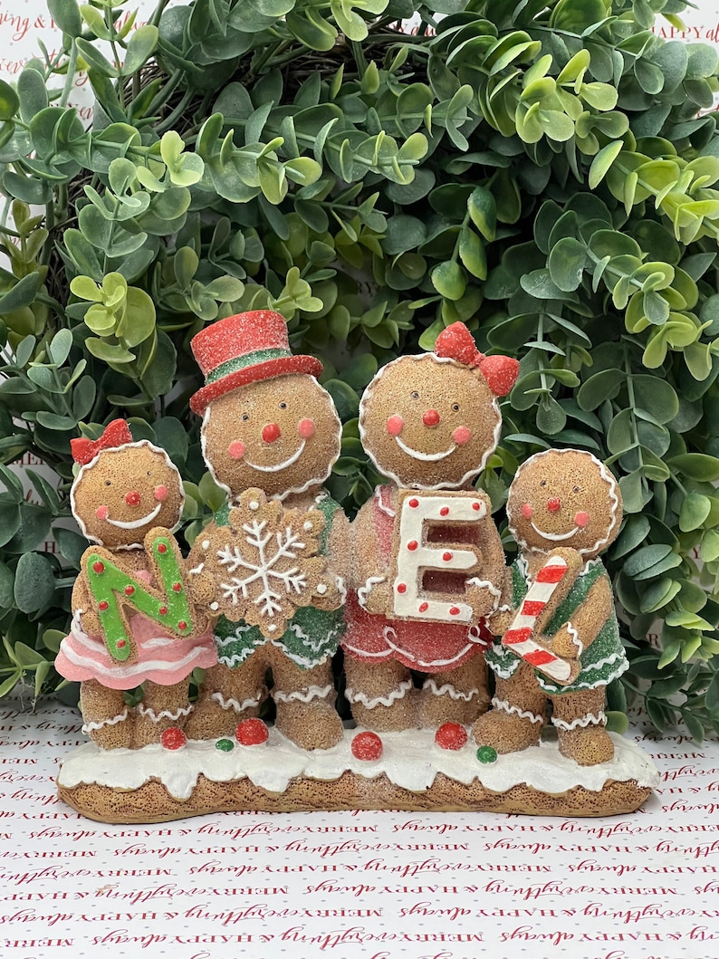 Noel Gingerbread decor, Christmas decor, photo prop, tiered tray decor, gingerbread centerpiece, gingerbread decor.