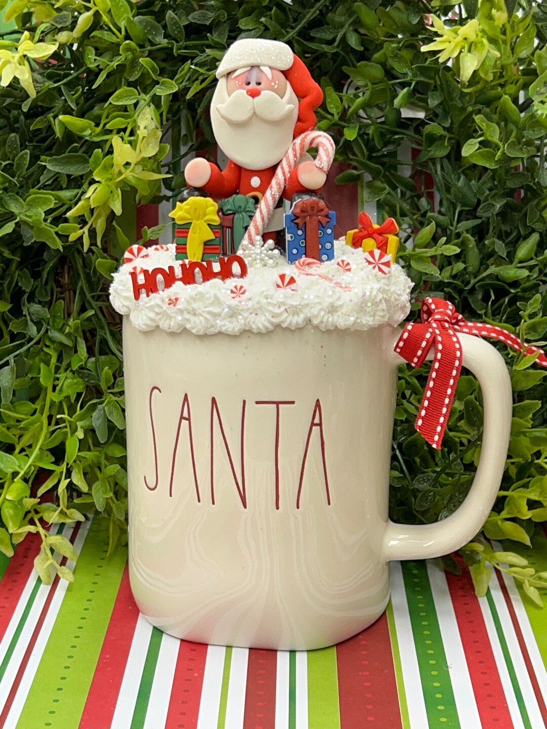 Clay Santa, Santa Cup, Santa Decor, Clay Figures, Tiered Tray Decor