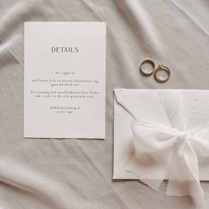 Hochzeitseinladung aus Büttenpapier, Minimalistisch, Fine Art, Hochzeitspapeterie Bild 3