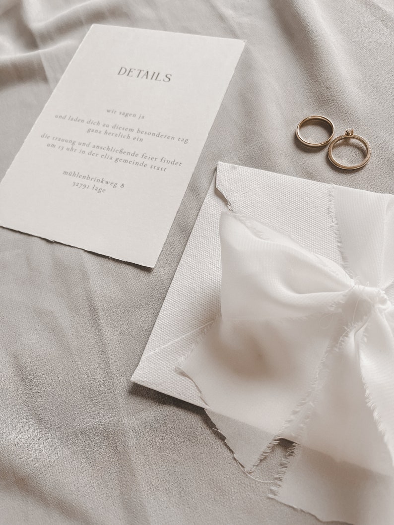 Hochzeitseinladung aus Büttenpapier, Minimalistisch, Fine Art, Hochzeitspapeterie Bild 5