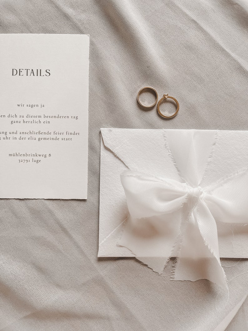 Wedding invitation made of handmade paper, minimalist, fine art, wedding stationery image 8