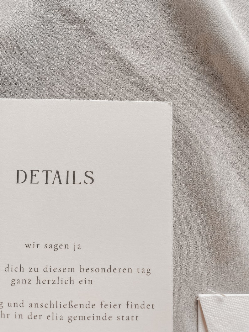 Wedding invitation made of handmade paper, minimalist, fine art, wedding stationery image 6