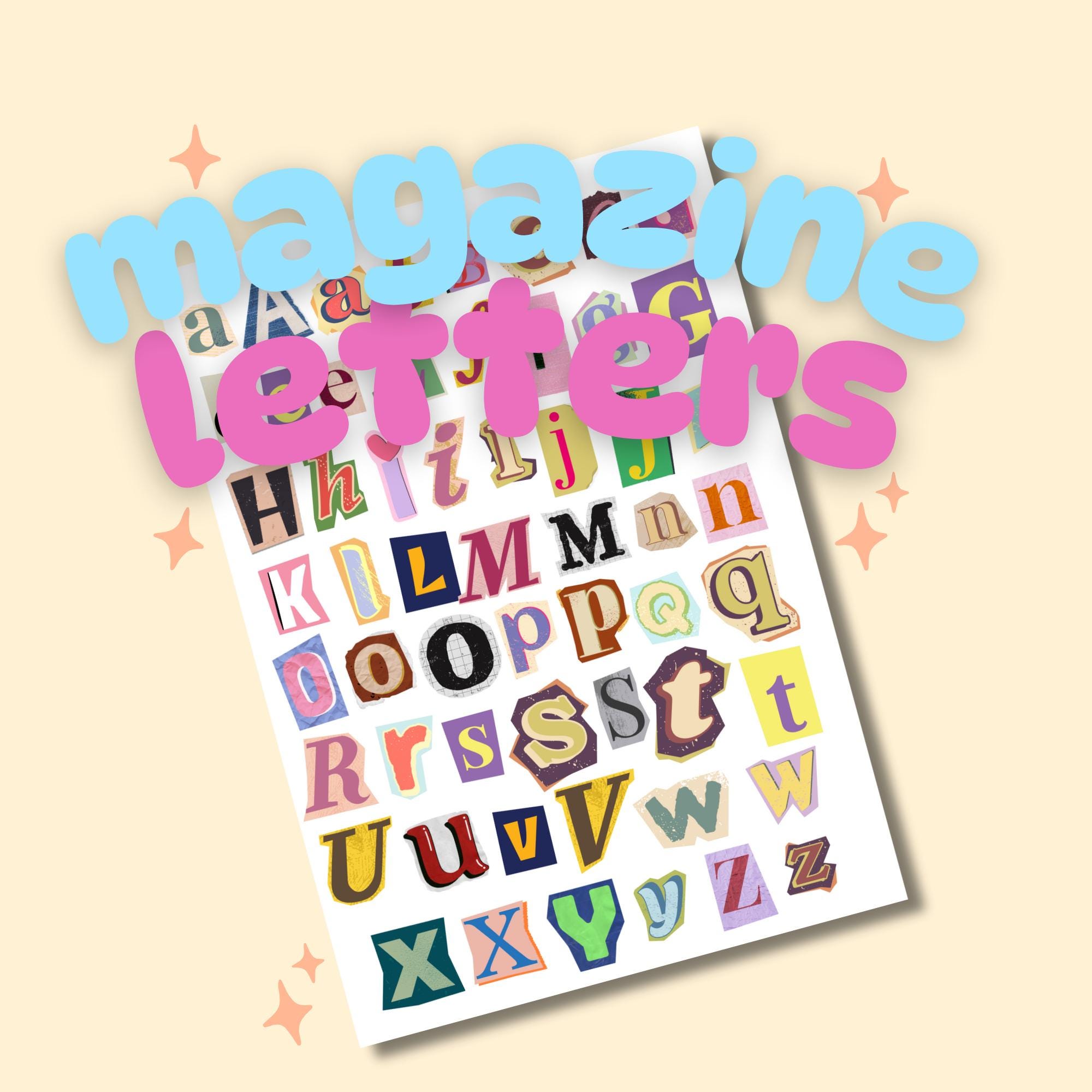 MAGAZINE LETTER STICKERS | Printable Journal Stickers - Etsy