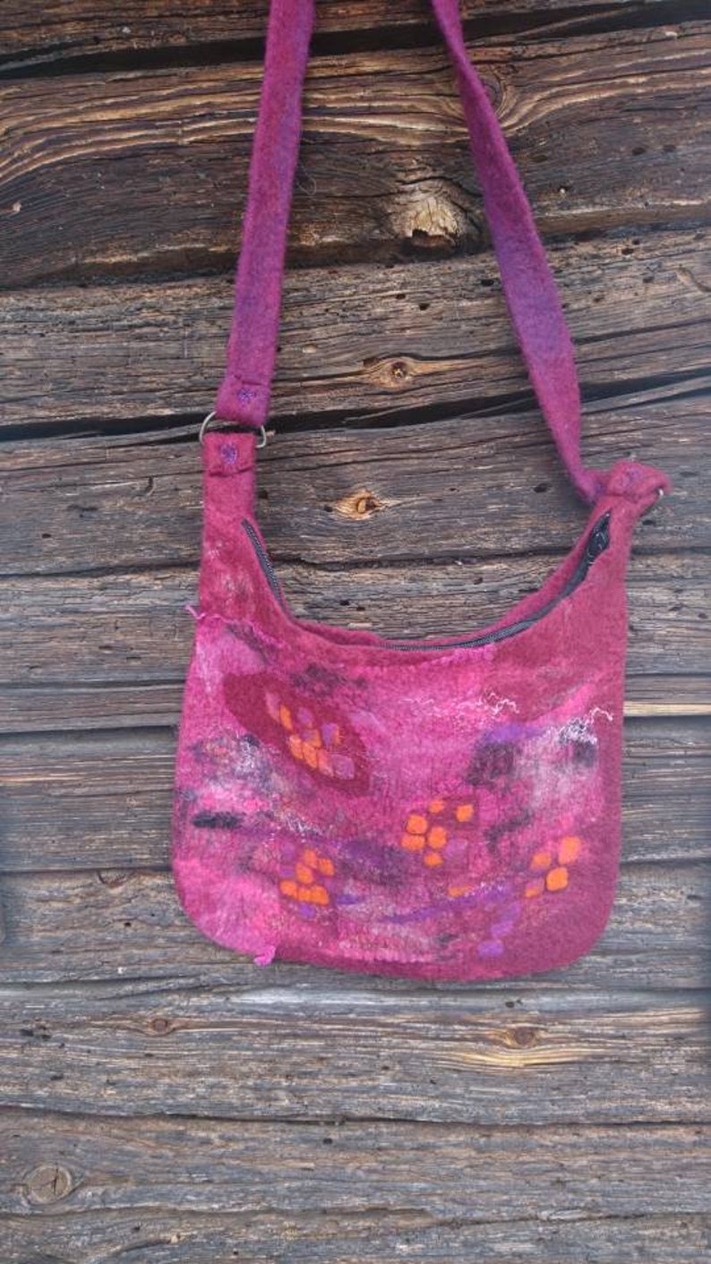 Woolen bag Felt bag handmade Purple handbag Felted purse image 8