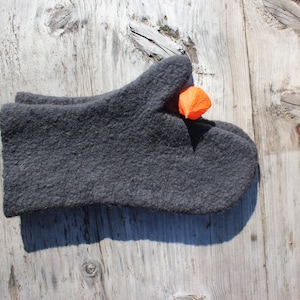 Felted wool mittens Handmade mittens Gray mittens for women