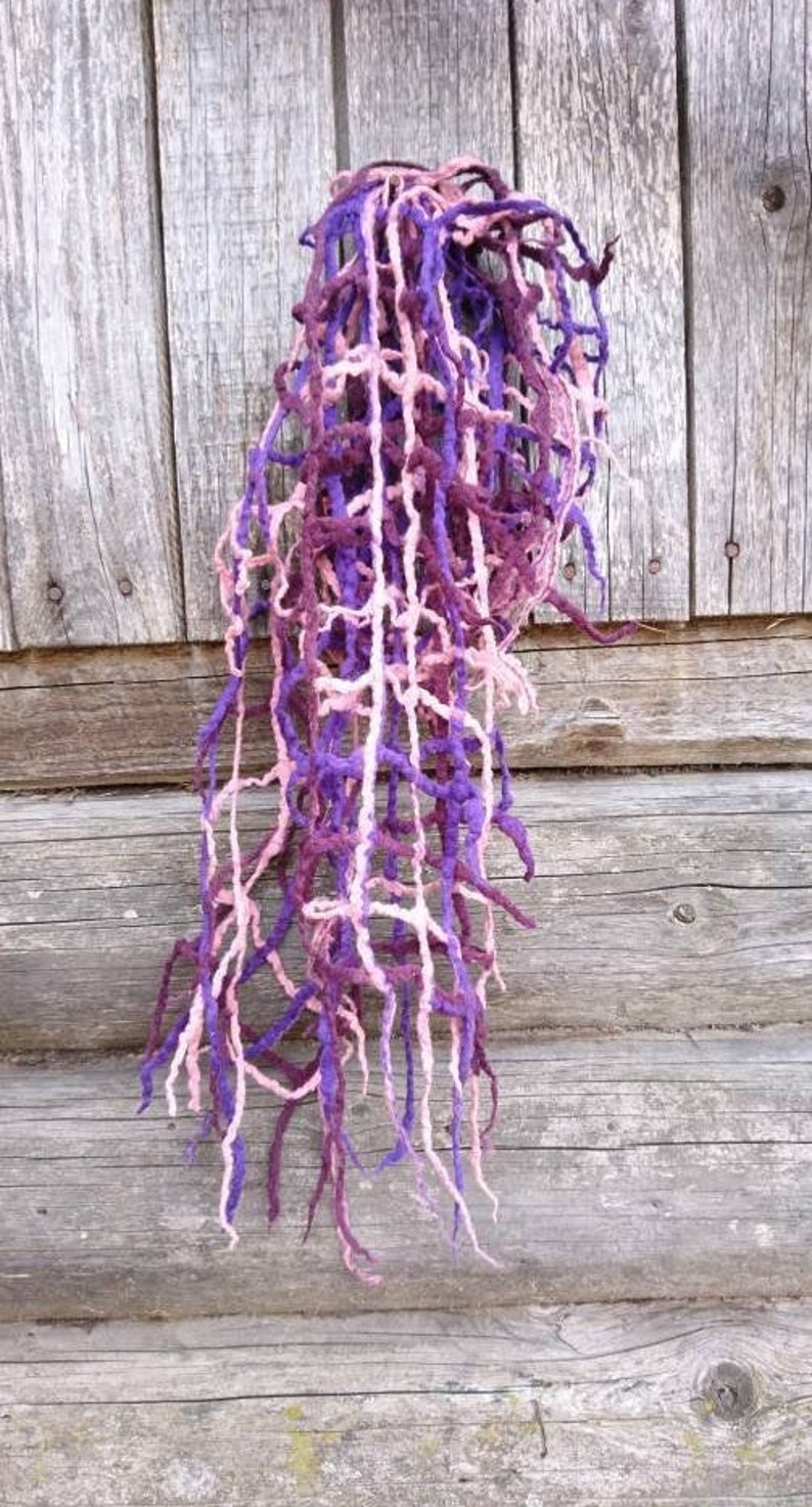Felt woman scarf Lacy wool scarves Violet purple scarf image 1