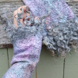 Felted fingerless gloves, pastel colors mittens, wool arm warmers