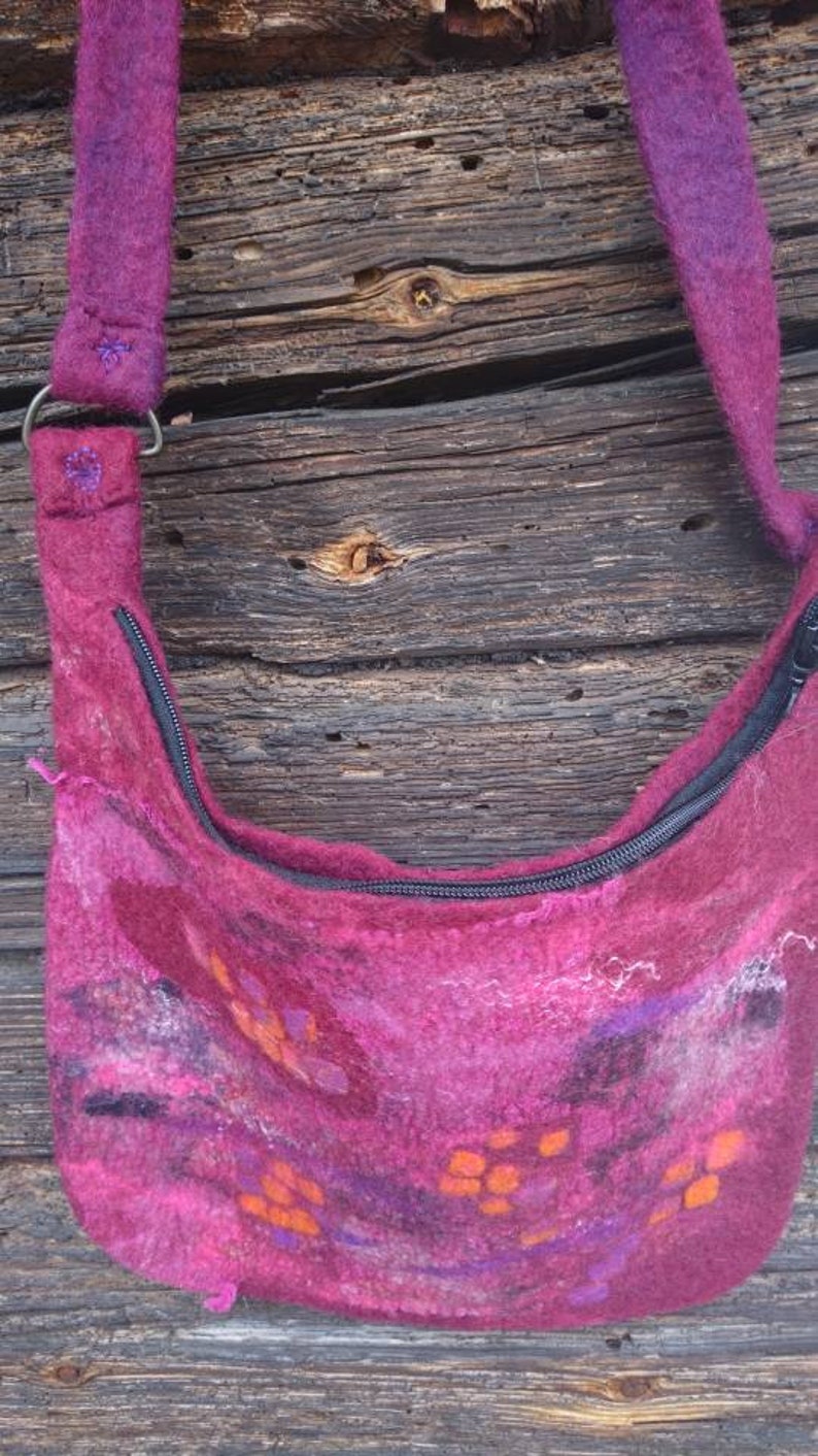 Woolen bag Felt bag handmade Purple handbag Felted purse image 7