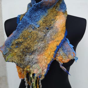 Colorful Felted Scarf, Wool Handmade Scarf, Scarves for Women