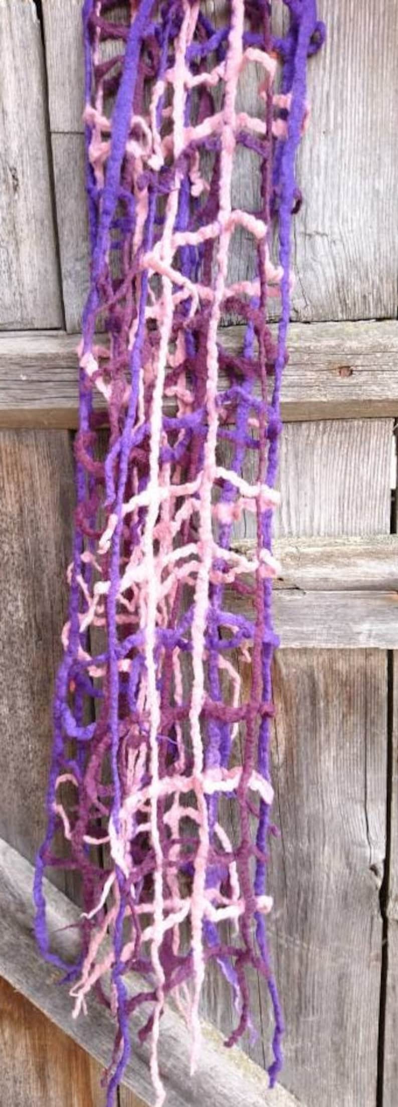 Felt woman scarf Lacy wool scarves Violet purple scarf image 5